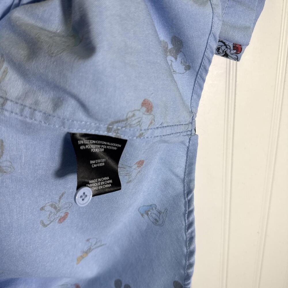 Disney Shirt Men’s S Blue All Over Print Mickey Mouse Button Down Donald Goofy - Picture 4 of 5